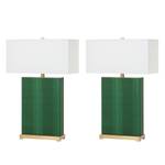 Lampes Lexington II (lot de 2) Blanc - Métal - Cuir véritable - Textile - 45 x 70 x 20 cm