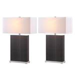 Lampes Lexington II (lot de 2) Blanc - Métal - Cuir véritable - Textile - 45 x 70 x 20 cm