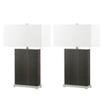 Lampes Lexington II (lot de 2) Blanc - Métal - Cuir véritable - Textile - 45 x 70 x 20 cm