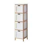 Armoire salle de bain Jakob Partiellement en bambou massif - Blanc mat / Bambou - Hauteur : 111 cm