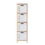 Armoire salle de bain Jakob Partiellement en bambou massif - Blanc mat / Bambou - Hauteur : 111 cm