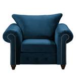 Fauteuil Solita Velours - Bleu foncé - Sans repose-pieds