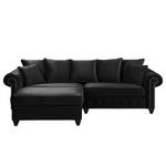 Bigsofa Solita Samt - Schwarz - Mit Hocker