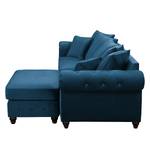 Grand canapé Solita Velours - Bleu foncé - Avec repose-pieds