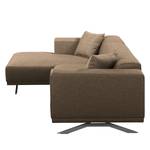 Ecksofa Faraon II Strukturstoff - Braun - Longchair davorstehend links