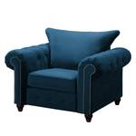 Fauteuil Solita Velours - Bleu foncé - Avec repose-pieds