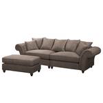 Bigsofa Pacoa Antiklederlook - Dunkelbraun - Mit Hocker