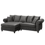 Bigsofa Solita Samt - Grau - Mit Hocker