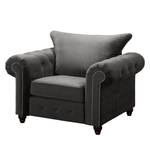 Fauteuil Solita fluweel - Grijs - Met hocker