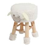Hocker Funny Sheep Fell / Kiefer massiv - Weiß / Kiefer