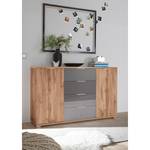 Dressoir Milano basaltkleurig glas/wild eikenhouten look