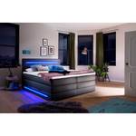 Lit boxspring Lights Imitation cuir - Noir - Noir - 180 x 200cm - 2 tiroirs de lit