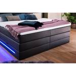 Lit boxspring Lights Imitation cuir - Noir - Noir - 180 x 200cm - 2 tiroirs de lit