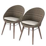 Chaises de jardin Kalaoa (lot de 2) Polyrotin/ Acacia massif - Gris / Acacia