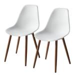 Chaises de jardin Hawi (lot de 2) Matière plastique / Acier - Blanc / Marron