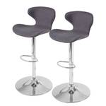 Chaises de bar Kalita (lot de 2) Tissu / Métal - Gris / Chrome