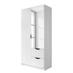 Armoire Freiham Blanc alpin - Largeur : 91 cm - Avec portes miroir