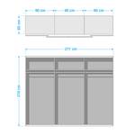 Schwebetürenschrank Panorama Eiche Sonoma Dekor / Glas Weiß - Breite: 271 cm