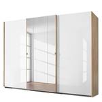 Zweefdeurkast Panorama Metallic grijs - Sonoma eikenhouten look/wit glas - Breedte: 271 cm