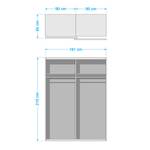 Armoire à portes coulissantes Panorama Gris métallique - Imitation chêne de Sonoma / Verre blanc - Largeur : 181 cm