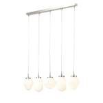 Hanglamp Tanic III Melkglas/staal - 5 lichtbronnen - Wit