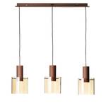 Suspension Beth III Verre / Acier - 3 ampoules - Marron