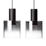 Suspension Beth II Verre / Acier - 2 ampoules - Noir