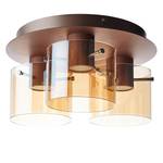 LED-plafondlamp Beth II Glas/staal - 3 lichtbronnen - Bruin