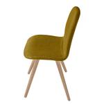 Stoelen Stave I (set van 2) Geweven stof/massief eikenhout - licht eikenhout - Mosterdgeel - Beige