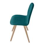 Stoelen Stave I (set van 2) Geweven stof/massief eikenhout - licht eikenhout - Turquoise - Beige