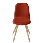 Chaises capitonnées Stave I (lot de 2) Tissu / Chêne massif - Chêne clair - Rouge - Beige