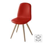 Stoelen Stave II (set van 2) Echt leer/massief eikenhout - licht eikenhout - Rood - Beige