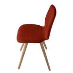 Stoelen Stave III (set van 2) Geweven stof/massief eikenhout - licht eikenhout - Rood - Beige