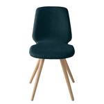 Stoelen Stave III (set van 2) Geweven stof/massief eikenhout - licht eikenhout - Donkerblauw - Beige