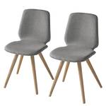 Chaises capitonnées Stave III (lot de 2) Tissu / Chêne massif - Chêne clair - Gris clair - Beige