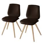 Stoelen Stave IV (set van 2) Echt leer/massief eikenhout - licht eikenhout - Bruin - Beige