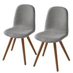 Chaises capitonnées Stave I (lot de 2) Tissu / Noyer massif - Noyer - Gris clair - Marron