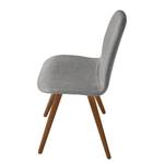 Chaises capitonnées Stave I (lot de 2) Tissu / Noyer massif - Noyer - Gris clair - Marron