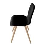 Chaises capitonnées Stave IV (lot de 2) Cuir véritable / Chêne massif - Chêne clair - Noir - Beige