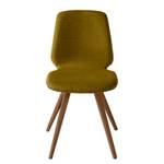 Chaises capitonnées Stave III (lot de 2) Tissu / Noyer massif - Noyer - Jaune moutarde - Marron