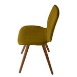 Chaises capitonnées Stave III (lot de 2) Tissu / Noyer massif - Noyer - Jaune moutarde - Marron