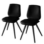 Chaises capitonnées Stave IV (lot de 2) Cuir véritable / Chêne massif - Chêne foncé - Noir - Noir