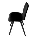 Chaises capitonnées Stave IV (lot de 2) Cuir véritable / Chêne massif - Chêne foncé - Noir - Noir