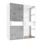 Zweefdeurkast Weimar betonnen look/spiegel & glas: wit - Beton look/Wit glas - Breedte: 135 cm