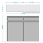 Zweefdeurkast Weimar betonnen look/spiegel & glas: wit - Beton look/Wit glas - Breedte: 180 cm