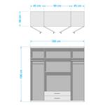 Armoire Husum Imitation alu / Graphite - Largeur : 180 cm