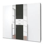 Draaideurkast Vanea wit/grafietkleurig - Wit/grafietkleurig - Breedte: 225 cm - 2 spiegeldeuren