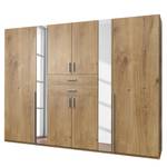 Draaideurkast Vanea eikenhouten planken-look - Eiken planken look - Breedte: 270 cm - 2 spiegeldeuren