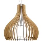 Suspension Tindori Verre / Bois - 1 ampoule - Camel - Largeur : 80 cm