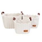 Corbeilles Amazonas (lot de 3) Étoffe de coton - Blanc / Marron - Blanc / Marron - Largeur : 28 cm